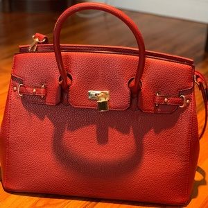 Trendy Red Leather Briefcase